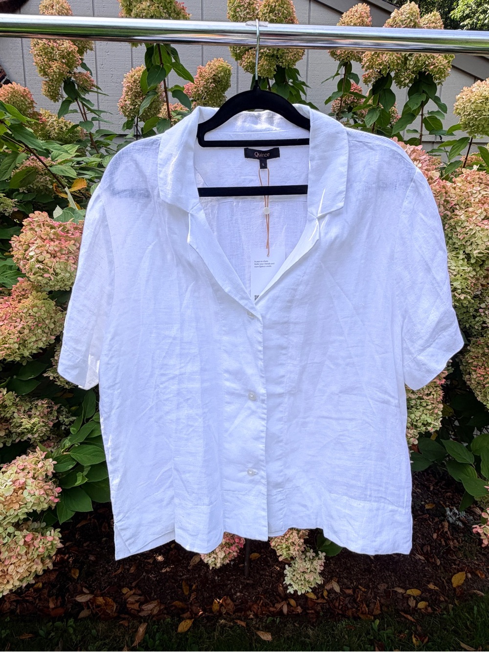Quince is White Linen Button-Down Short Sleeve Shirt